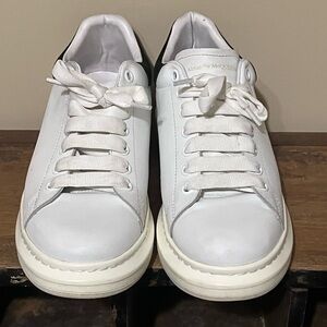 Alexander McQueen White and Gold Detail Sneakers